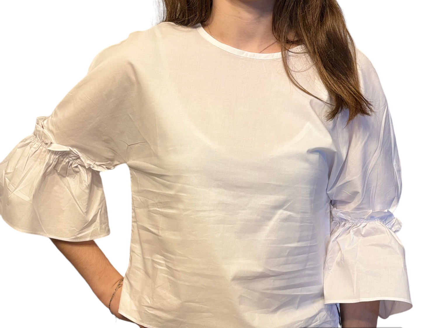 Blouse blanche manches volantes avec nœud